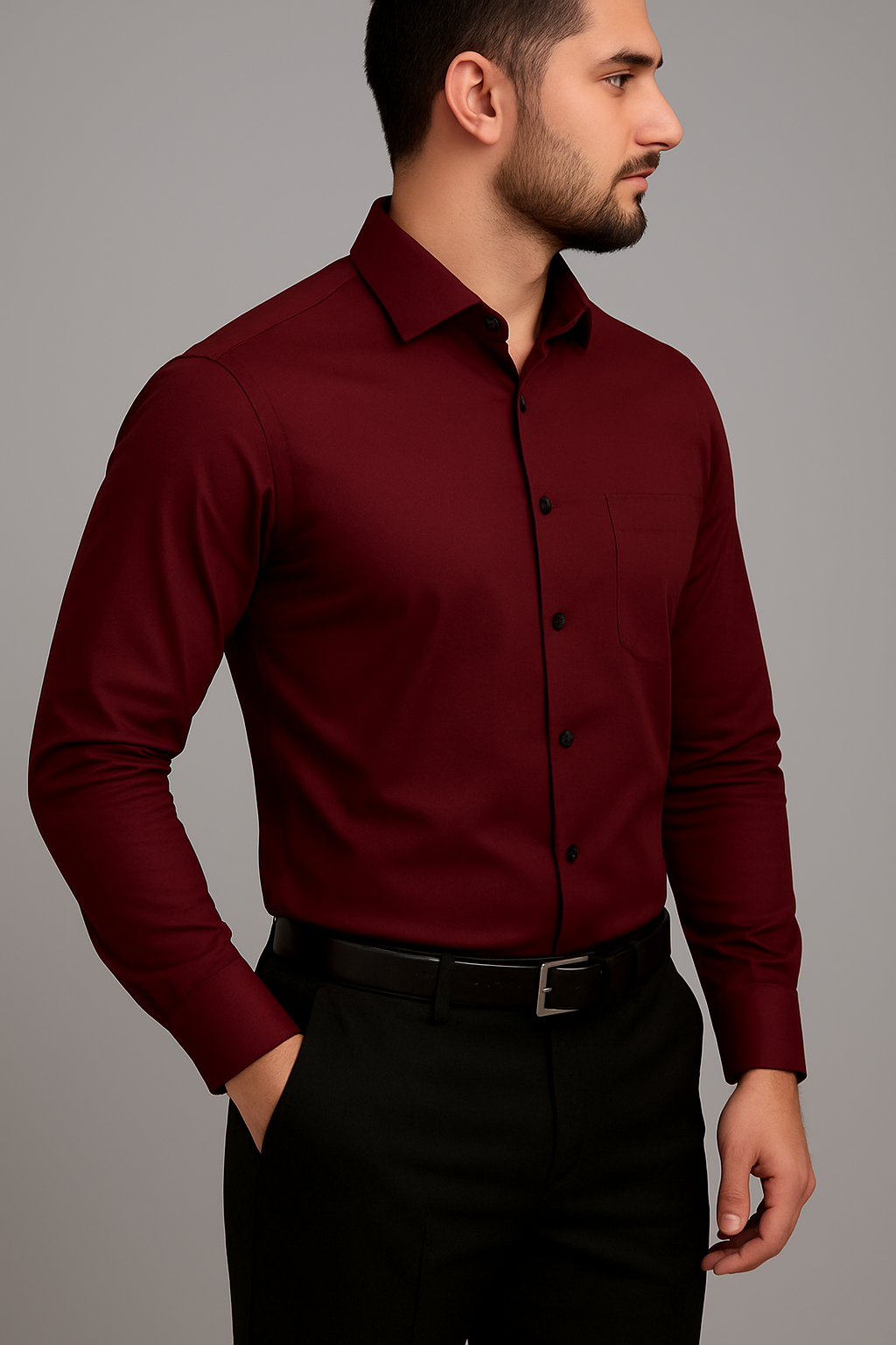 Solid Formal Shirts For Mens - Maroon & Grey - Pack Of 2 Shirts
