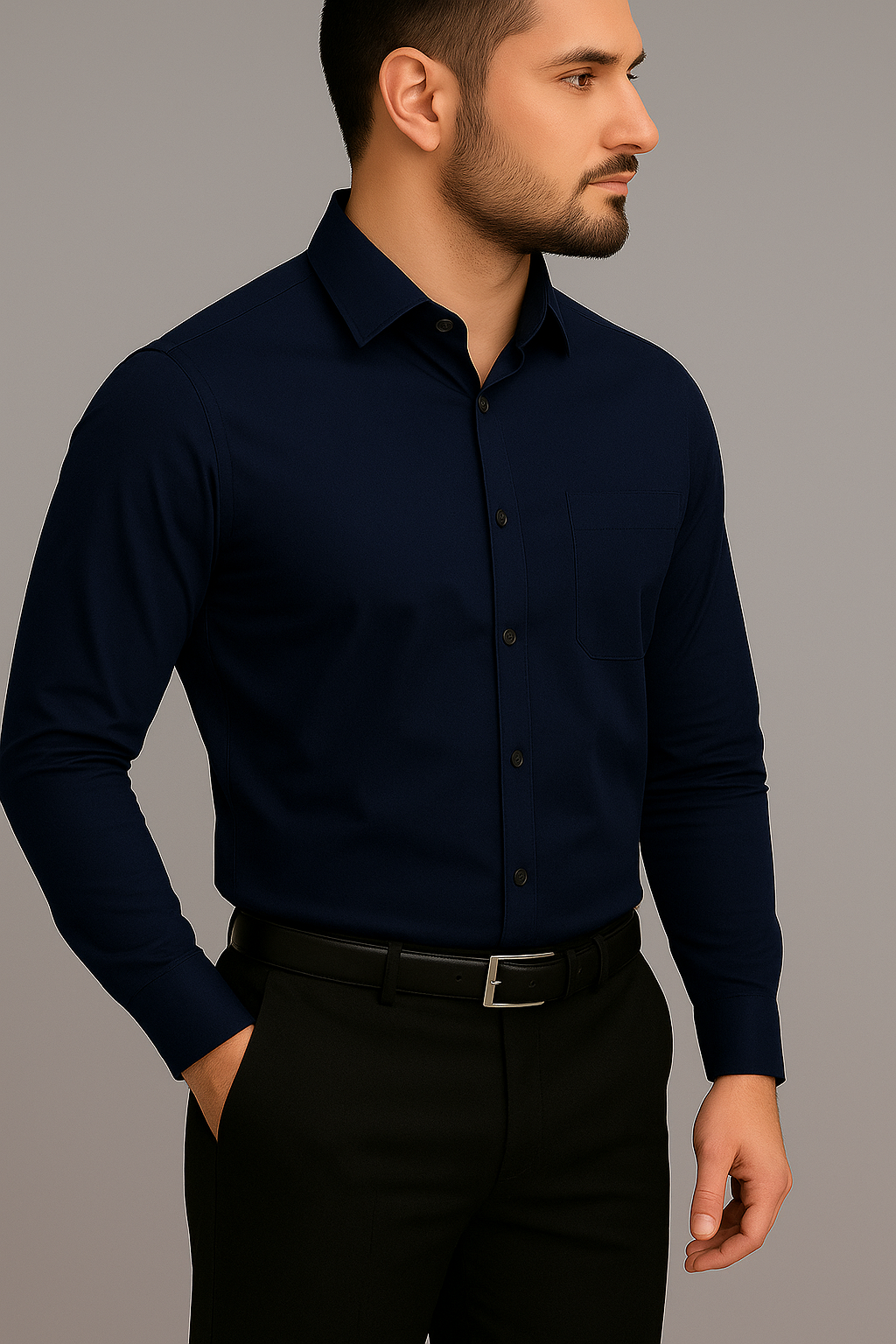 Solid Formal Shirts For Mens - White & Navy Blue - Pack Of 2 Shirts