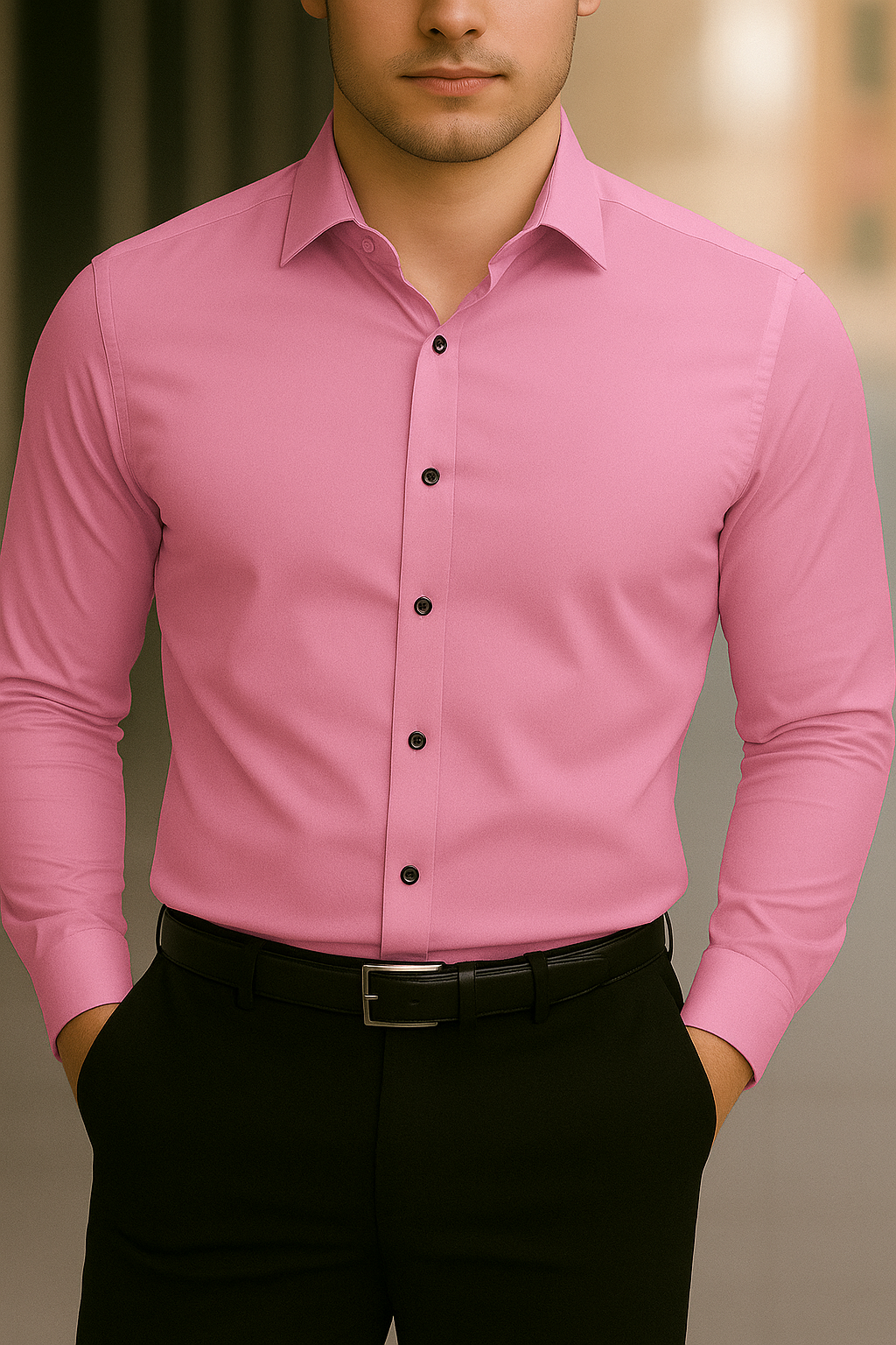 Solid Formal Shirts For Mens - Navy & Pink - Pack Of 2 Shirts