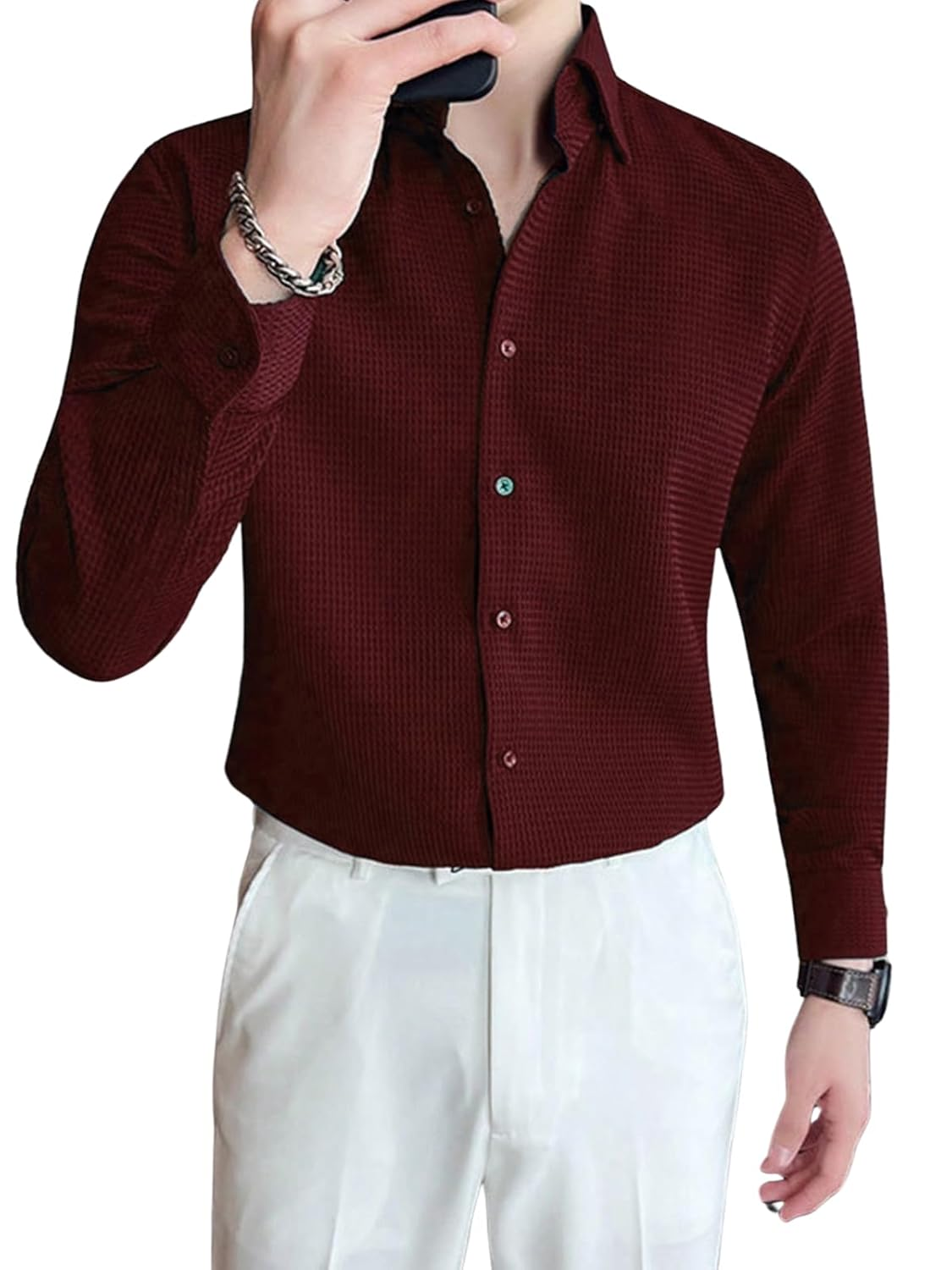 Casual Stylish Polycotton Relaxed Fit Formal Shirt  | Relaxed Fit Textured Shirt