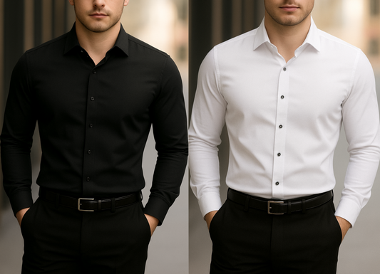 Solid Formal Shirts For Mens - Black & White - Pack Of 2 Shirts