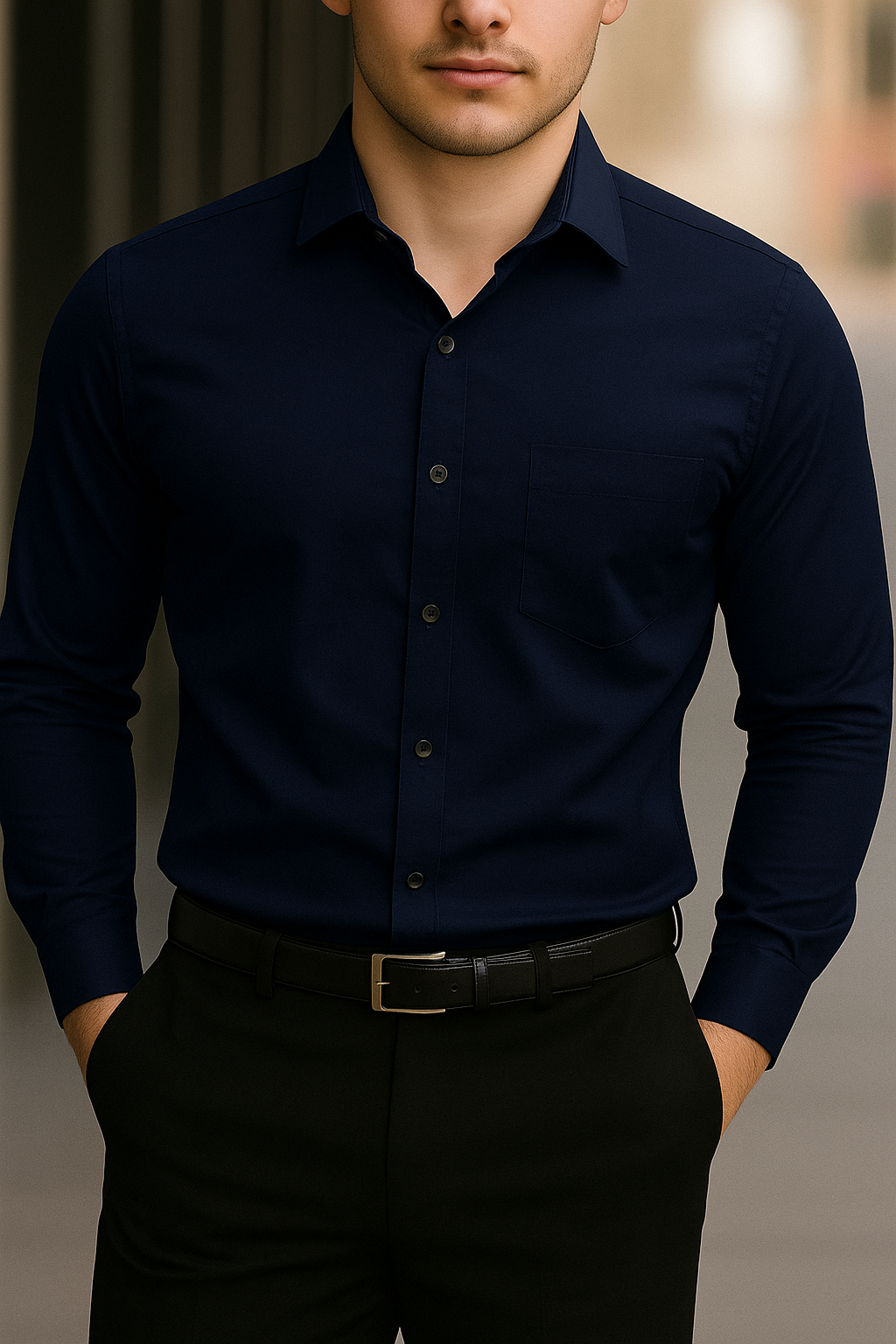 Solid Formal Shirts For Mens - Navy & Pink - Pack Of 2 Shirts