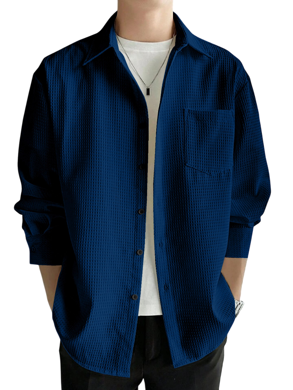 Casual Stylish Relaxed Fit Textured Shirt For Mens