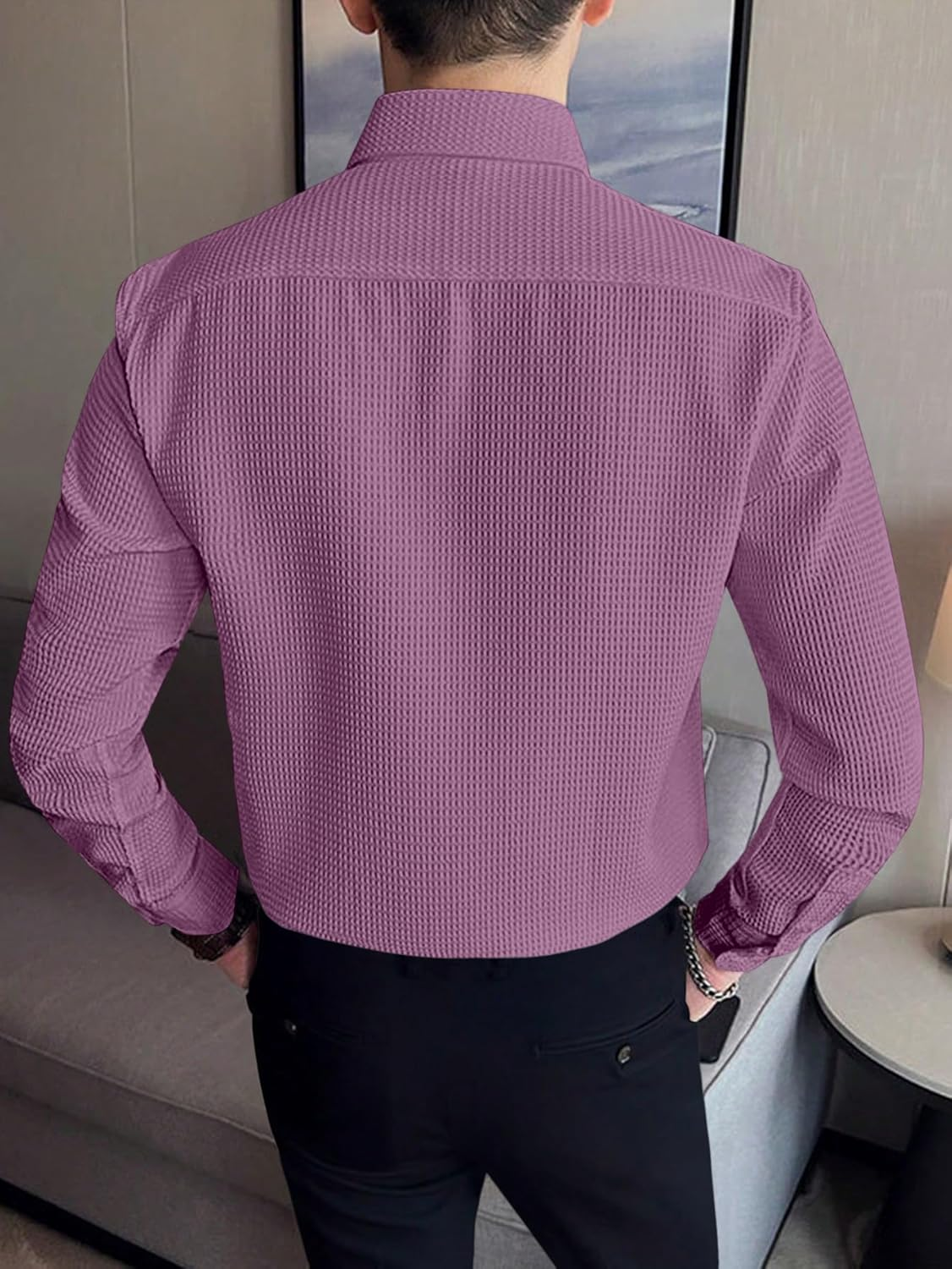 Casual Stylish Polycotton Relaxed Fit Purple Shirt  | Relaxed Fit Textured Shirt