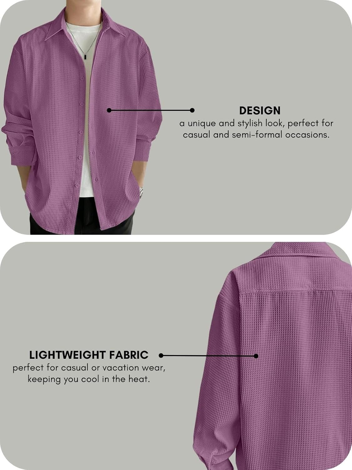 Casual Stylish Polycotton Relaxed Fit Purple Shirt  | Relaxed Fit Textured Shirt