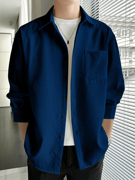 Casual Stylish Relaxed Fit Textured Shirt For Mens