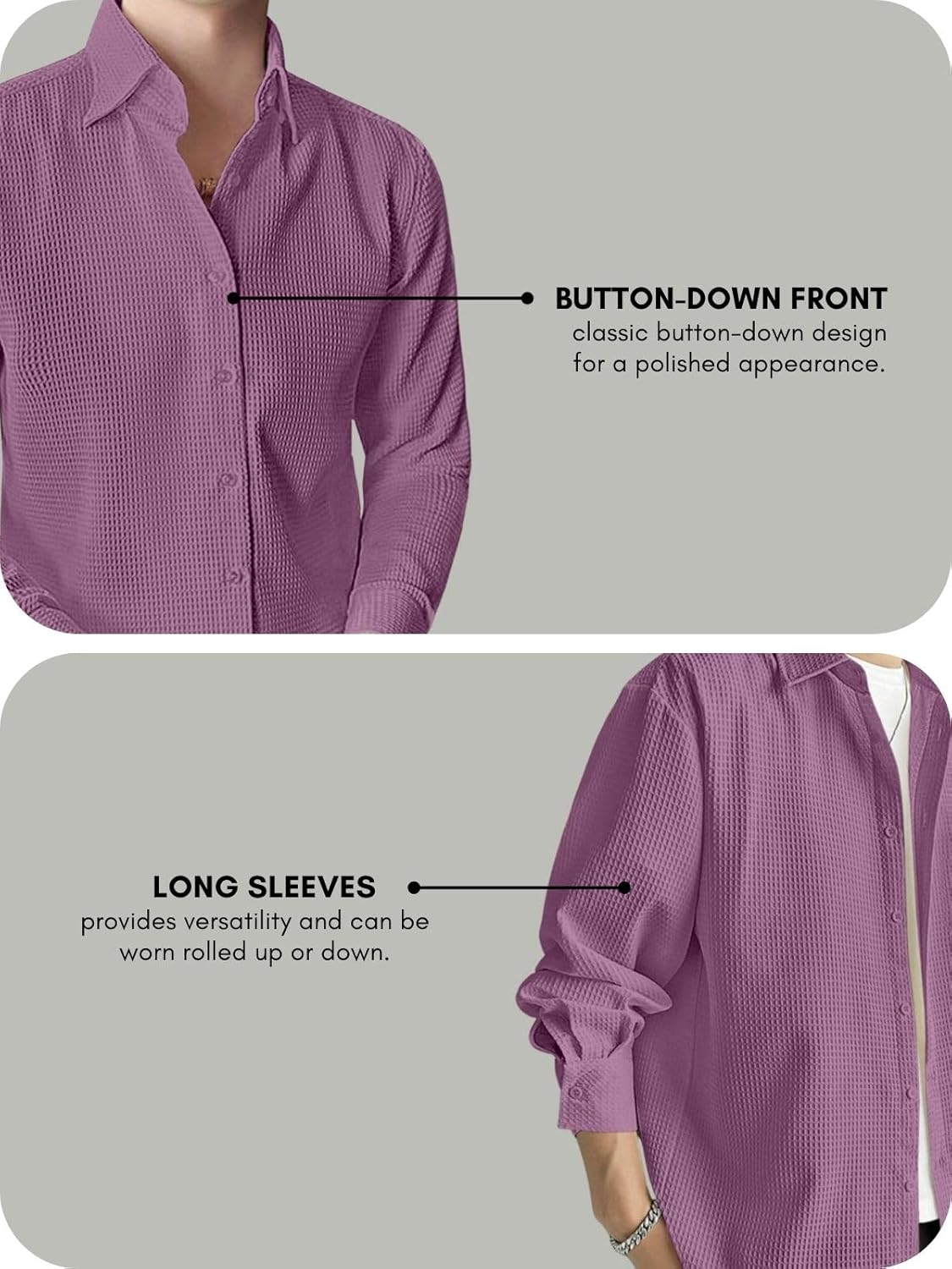 Casual Stylish Polycotton Relaxed Fit Purple Shirt  | Relaxed Fit Textured Shirt