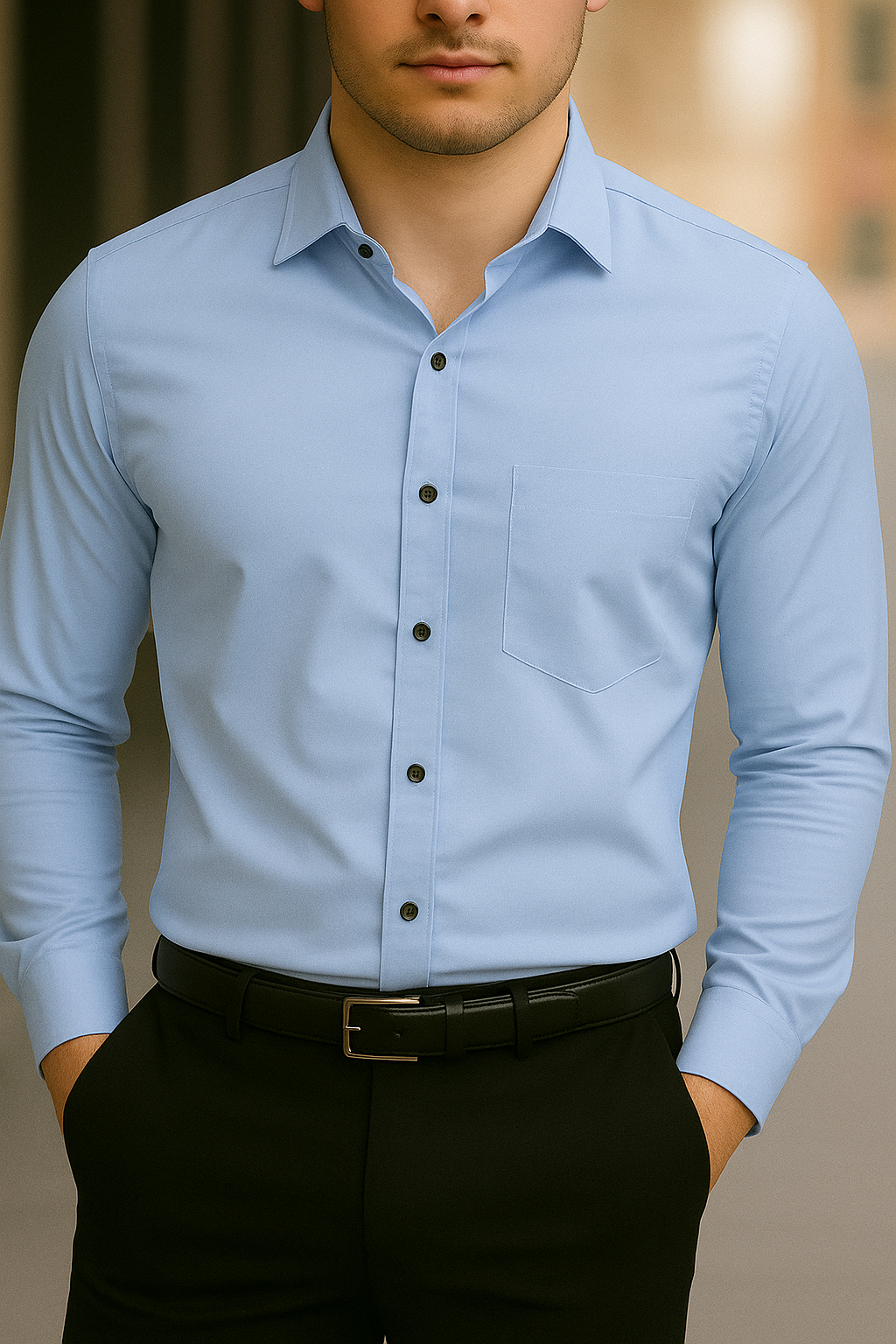 Solid Formal Shirts For Mens - White & Sky Blue - Pack Of 2 Shirts