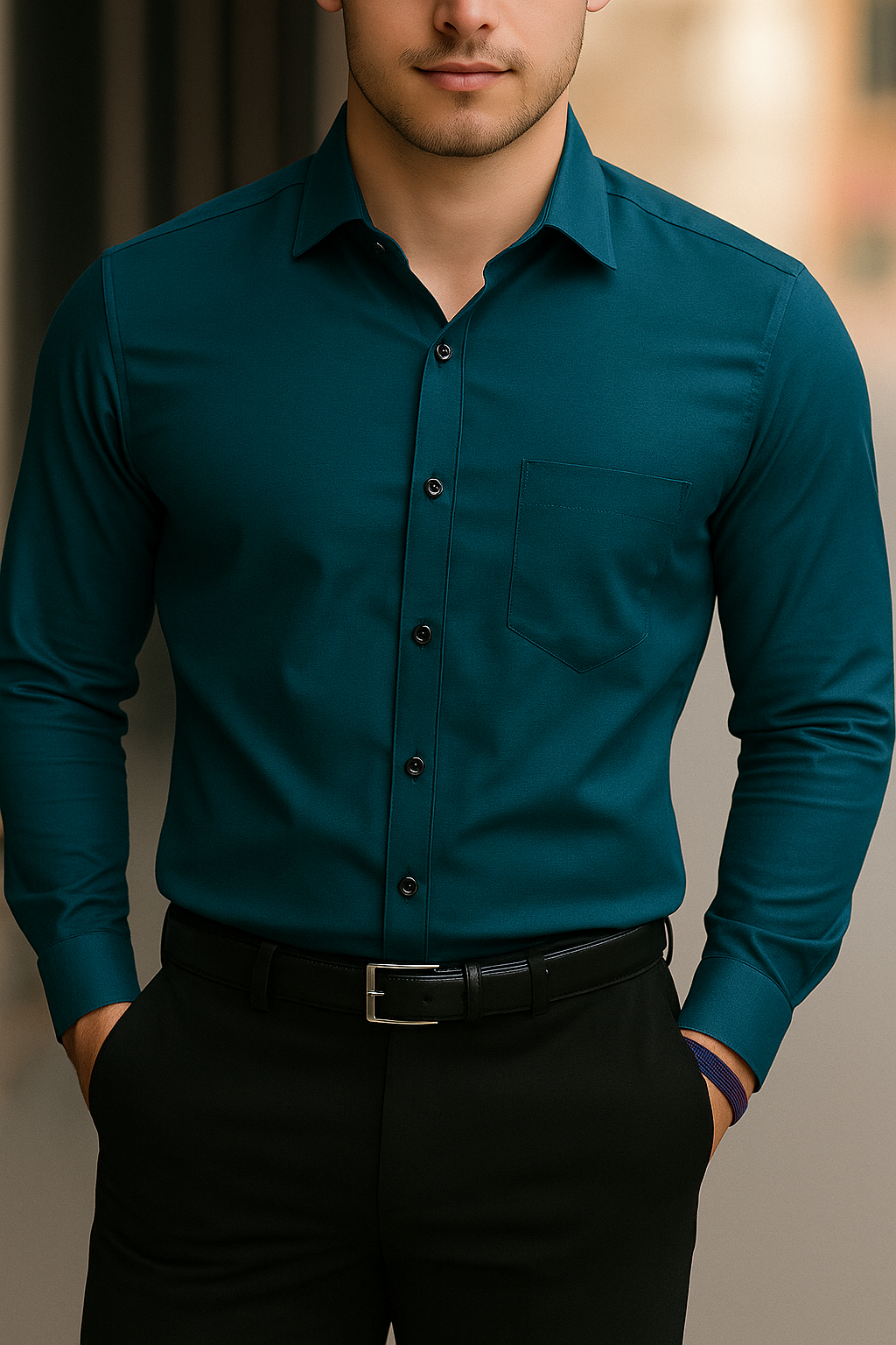 Solid Formal Shirts For Mens - Navy & Teal Blue - Pack Of 2 Shirts